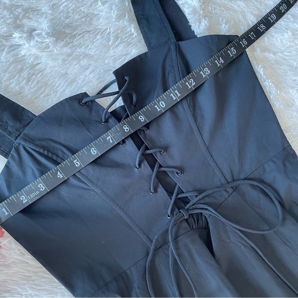 Staud | Sutton Lace up Corset Midi Dress in Black, size 8 - Picture 9 of 12